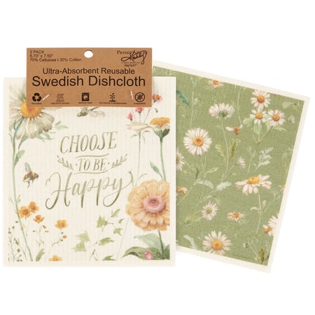 Choose Happy Swedish Dishcloth Set - Cellulose, Cotton