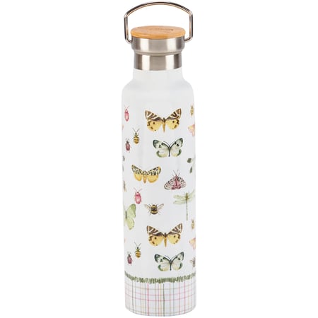 Garden Bug Insulated Bottle - Stainless Steel, Bamboo