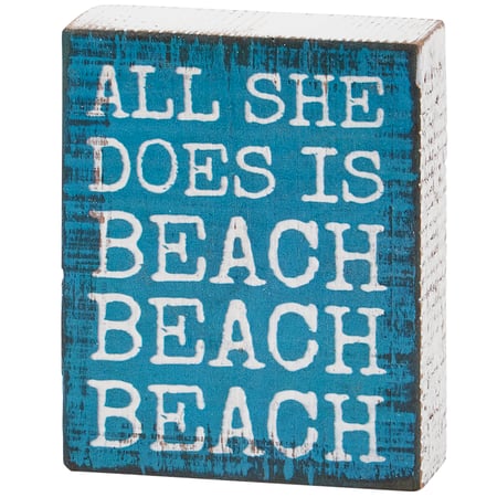 Beach Beach Beach Block Sign - Wood