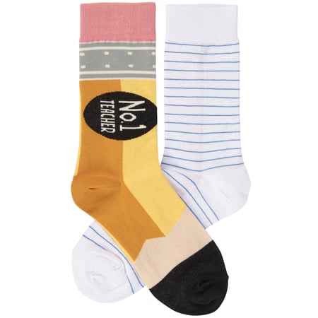 No. 1 Teacher Socks - Cotton, Nylon, Spandex
