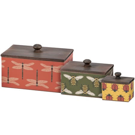 Garden Bug Bin Set - Metal, Paper, Wood