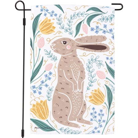 Rabbit Folk Art Garden Flag - Polyester