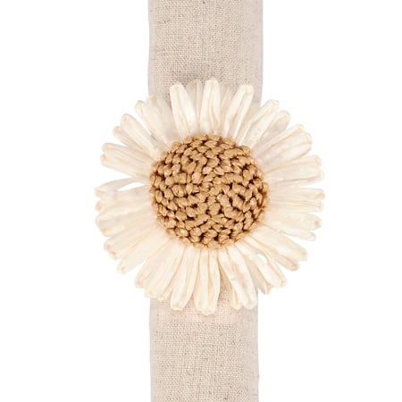 Daisy Napkin Ring - Metal, Raffia