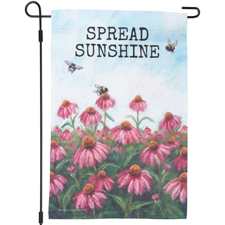 Pink Coneflower Garden Flag - Polyester