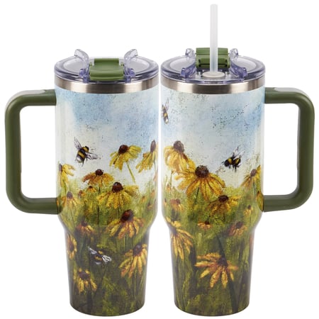 Black Eyed Susan Travel Mug - Stainless Steel, Plastic