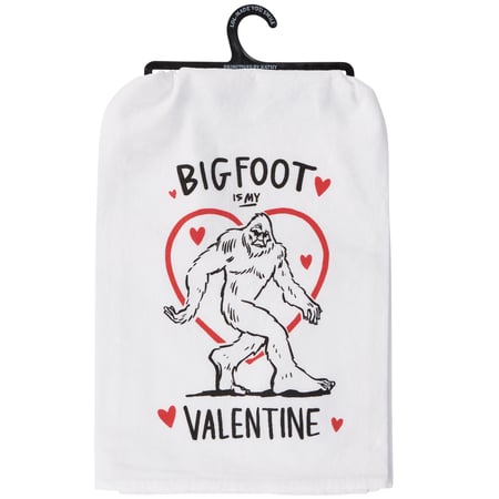 Bigfoot Valentine Kitchen Towel - Cotton