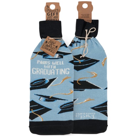 Pairs Well With Graduating Bottle Sock - Cotton, Nylon, Spandex
