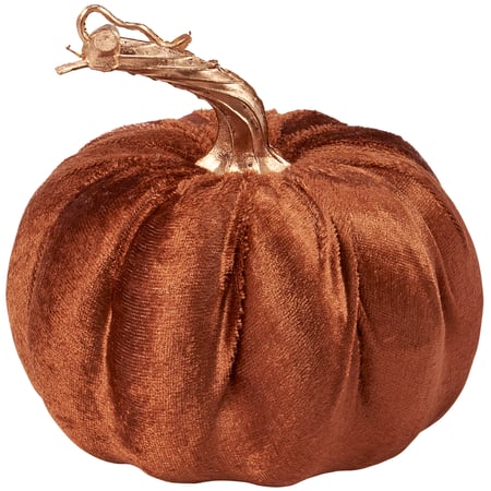 Brown Velvet Pumpkin - Foam, Velvet, Plastic