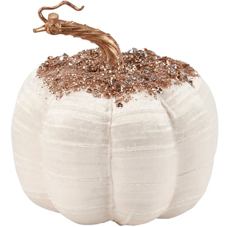 Cream Glitter Pumpkin - Foam, Velvet, Plastic, Glitter