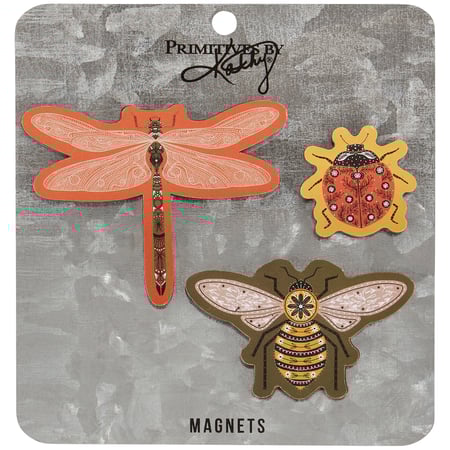 Garden Bug Magnet Set - Wood, Paper, Metal, Magnet