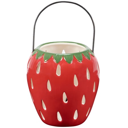 Strawberry Candle Holder - Ceramic, Wire