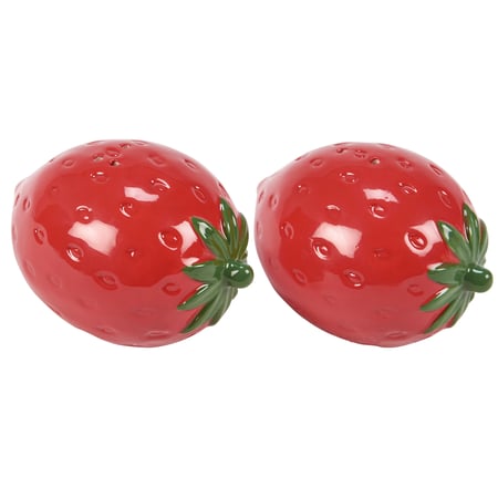 Strawberry Salt And Pepper Shakers - Ceramic, Plastic
