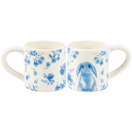 Blue Floral Rabbit Mug - Dolomite