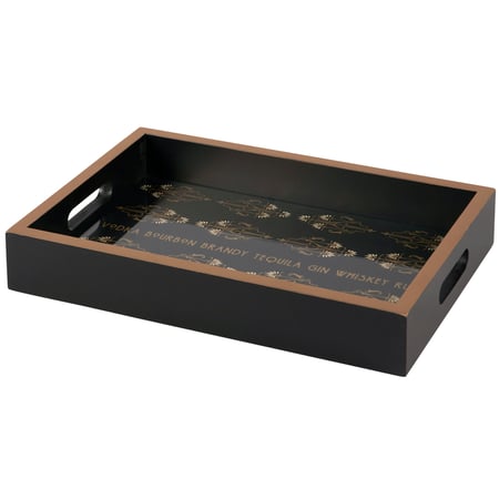 Deco Cocktail Tray - Wood, Glass