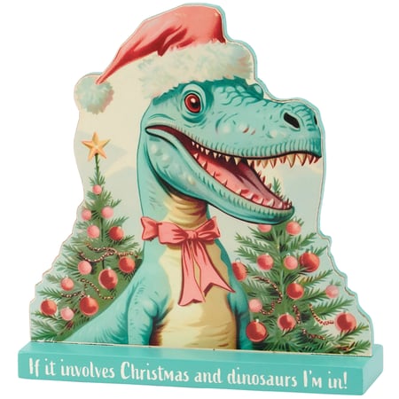 Dino Christmas Stand Up - Wood, Paper