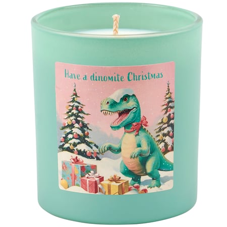 Dinomite Christmas Candle - Soy Wax, Glass, Cotton