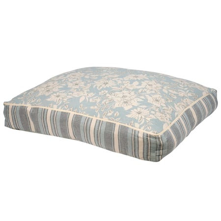 X-Large Blue Floral Dog Bed - Cotton, Zipper