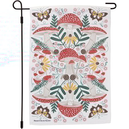 Mushroom Art Garden Flag - Polyester