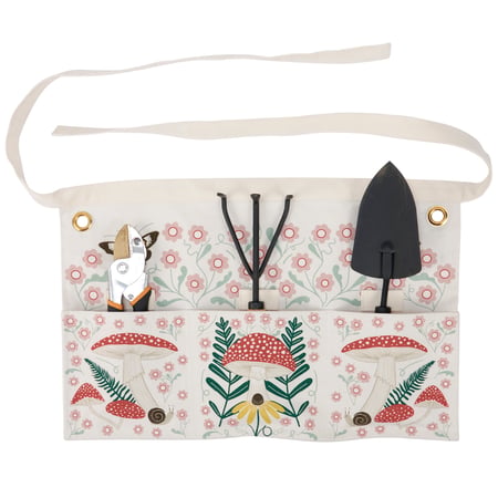 Mushroom Art Garden Apron - Canvas, Metal