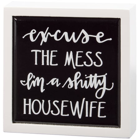 Housewife Box Sign Mini - Wood
