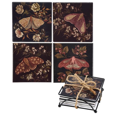 Hidden Garden Coaster Set - Stone, Cork, Metal