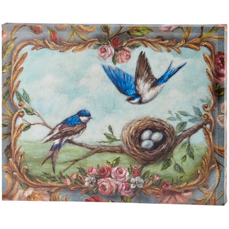 Blue Swallow Canvas Wall Art - Wood, Canvas