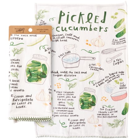 Pickled Cucumbers Recipe Kitchen Towel - Cotton, Terrycloth