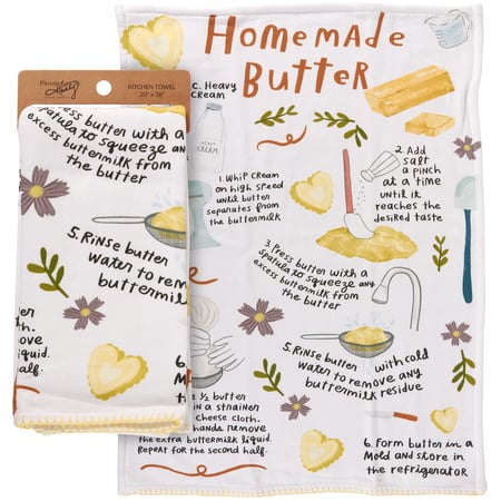 Homemade Butter Recipe Kitchen Towel - Cotton, Terrycloth