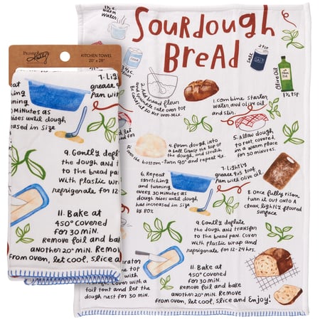 Sourdough Bread Recipe Kitchen Towel - Cotton, Terrycloth