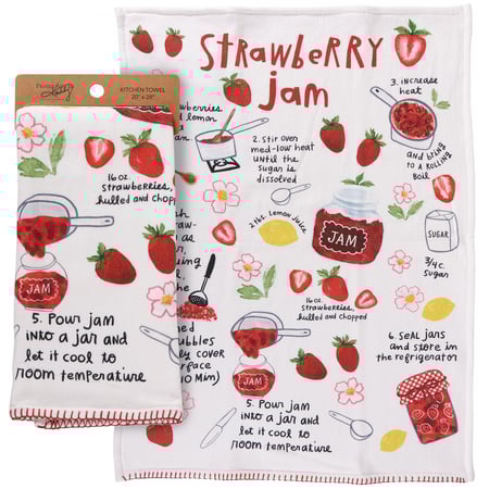 Strawberry Jam Recipe Kitchen Towel - Cotton, Terrycloth