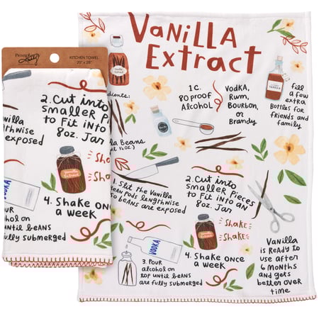Vanilla Extract Recipe Kitchen Towel - Cotton, Terrycloth