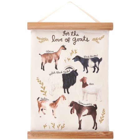 For The Love Of Goats Wall Decor - Canvas, Wood, Cotton