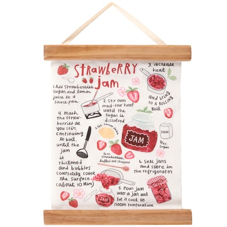 Strawberry Jam Wall Decor - Canvas, Wood, Cotton