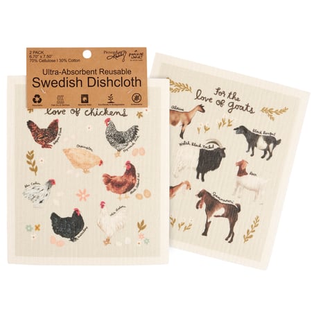 Love Of Goats Swedish Dishcloth Set - Cellulose, Cotton