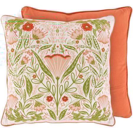 Blossom Folk Art Pillow - Cotton, Zipper
