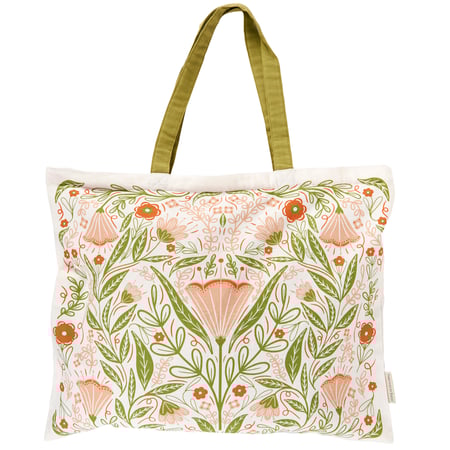 Blossom Folk Art Tote - Cotton, Zipper
