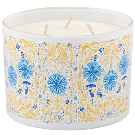 Caterpillar Floral Candle - Soy Wax, Glass, Cotton