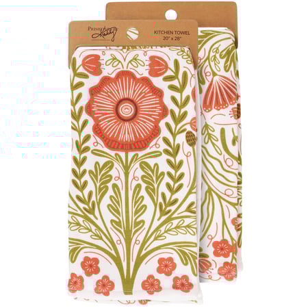 Poppies Folk Art Kitchen Towel - Cotton, Terrycloth