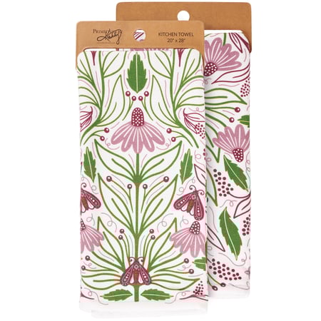 Purple Floral Kitchen Towel - Cotton, Terrycloth