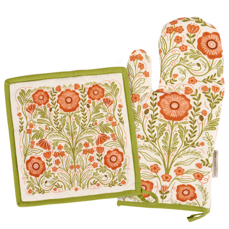 Poppies Folk Art Kitchen Set - Cotton
