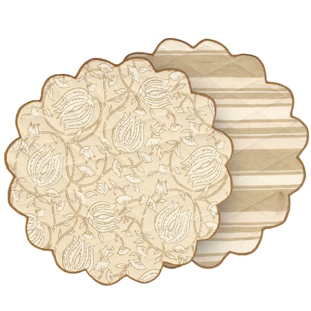 Tan Floral Placemat - Cotton