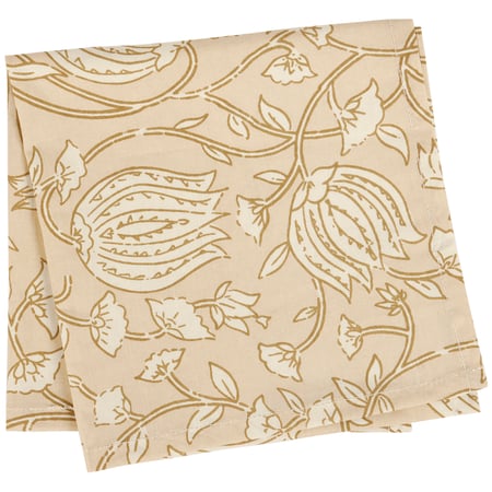 Tan Floral Napkin - Cotton