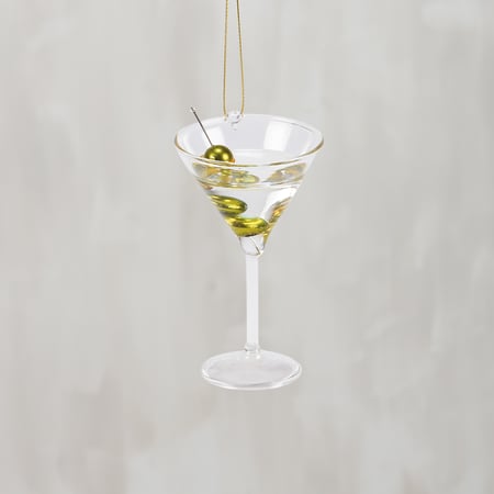 Glass Olive Martini Ornament - Glass, Resin