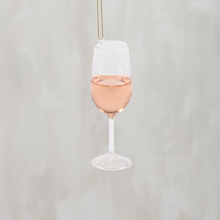 Glass Blush Wine Ornament - Glass, Resin