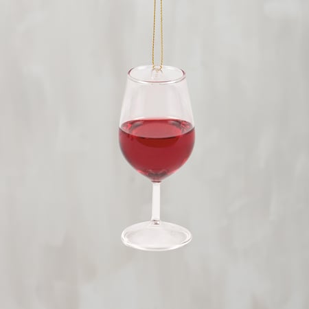Glass Red Wine Ornament - Glass, Resin