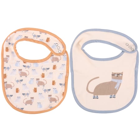 Cats Bib Set - Cotton, Metal