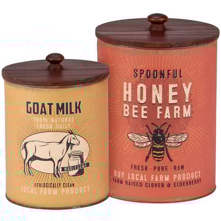 Spoonful Honey Canister Set - Metal, Paper, Wood