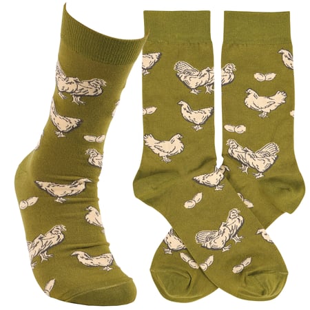 Happy Chicken Socks - Cotton, Nylon, Spandex