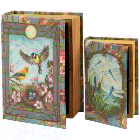 Floral Nouveau Book Box Set - Wood, Velvet, Canvas, Metal, Magnet