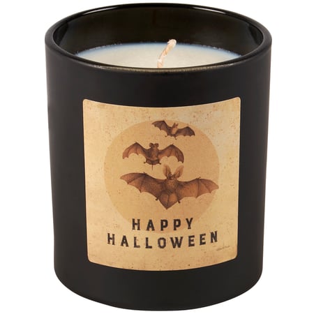 Happy Halloween Bats Candle - Soy Wax, Glass, Cotton